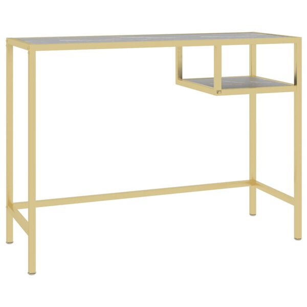 vidaXL Mesa de computador m&aacute;rmore preto 100x36x74 cm vidro temperado