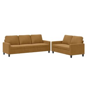 vidaXL 2 pcs conjunto de sof&aacute;s com almofad&otilde;es veludo castanho