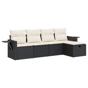 vidaXL 5 pcs conjunto sof&aacute;s de jardim com almofad&otilde;es vime PE preto