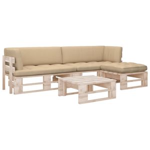 vidaXL 4 pcs conj. lounge paletes c/ almofad&otilde;es pinho impregnado
