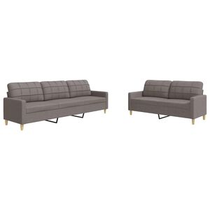 vidaXL 2 pcs conjunto de sof&aacute;s tecido cinzento-acastanhado