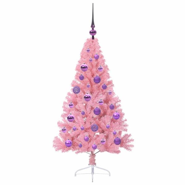vidaXL &Aacute;rvore de Natal Artificial Pr&eacute;-iluminada Rosa 120 cm PVC