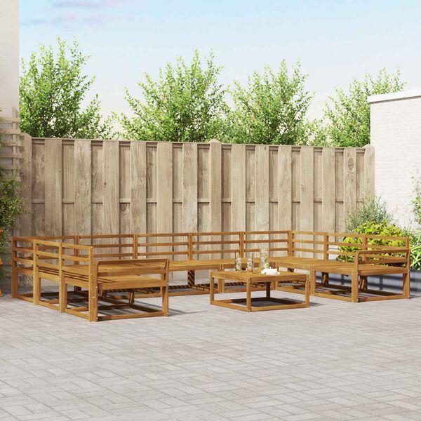 vidaXL Conjunto de Sof&aacute;s para Exterior 10 pcs Natural