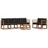 vidaXL Conjunto de Sof&aacute;s para Exterior 7 pcs Natural e Preto