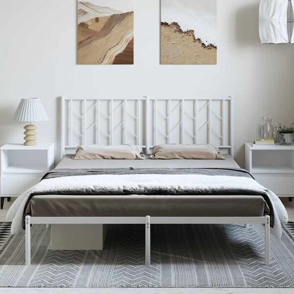 vidaXL Estrutura de cama com cabeceira 150x200 cm metal branco