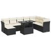 vidaXL 9 pcs conjunto de sof&aacute;s p/ jardim c/ almofad&otilde;es vime PE preto