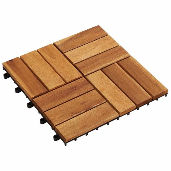 vidaXL Telha de Deck 10 pcs Castanho 30 x 30 cm Madeira de Ac&aacute;cia