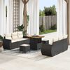 vidaXL Conjunto de Sof&aacute; de Jardim com almofada 9 pcs Preto vime PE