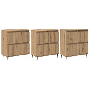 vidaXL Arm&aacute;rio de arruma&ccedil;&atilde;o 3 pcs Carvalho Artesanal 60 x 35 x 70 cm