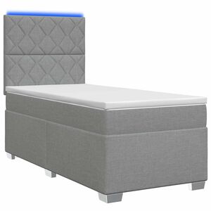 vidaXL Cama box spring com colch&atilde;o Cinzento-claro 100 x 200 cm Tecido