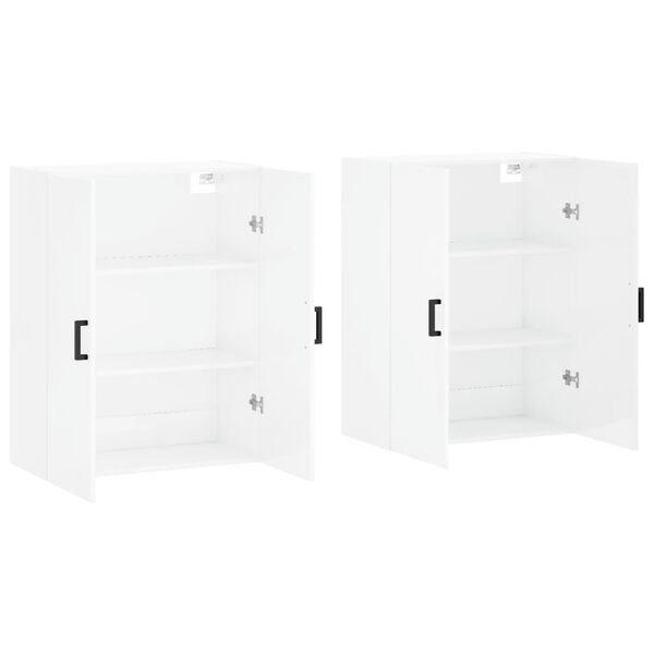 vidaXL Arm&aacute;rios de parede 2 pcs 69,5x34x90 cm branco brilhante