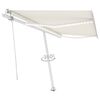 vidaXL Toldo autom&aacute;tico com LED e sensor de vento 450x350 cm cor creme