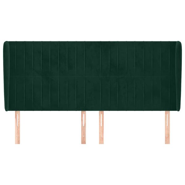 vidaXL Cabeceira cama c/ abas veludo 183x23x118/128 cm verde-escuro