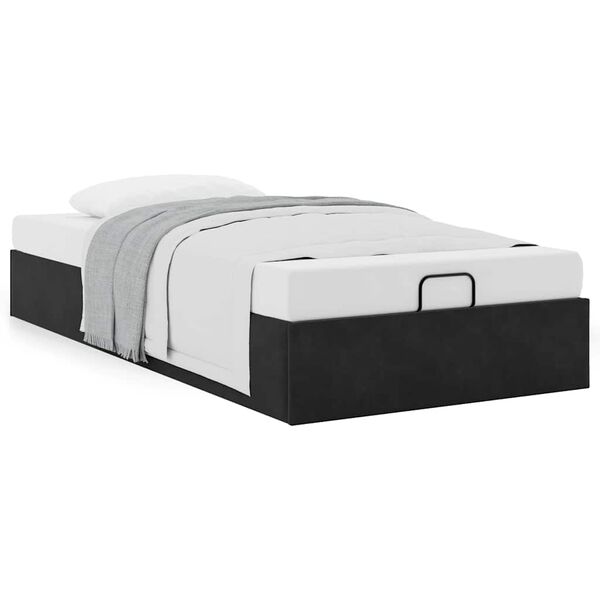 vidaXL Otomano Bed Frame No Colch&atilde;o Preto 90x200 cm Veludo