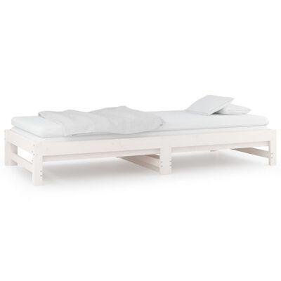 vidaXL Sofá-cama de puxar 2x(80x200) cm pinho maciço branco