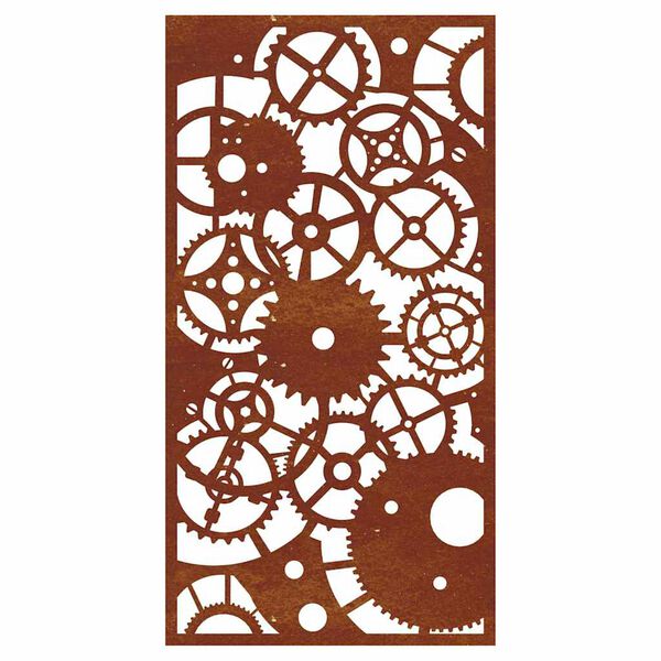 vidaXL Decora&ccedil;&atilde;o p/ muro jardim 105x55cm a&ccedil;o corten design engrenagens