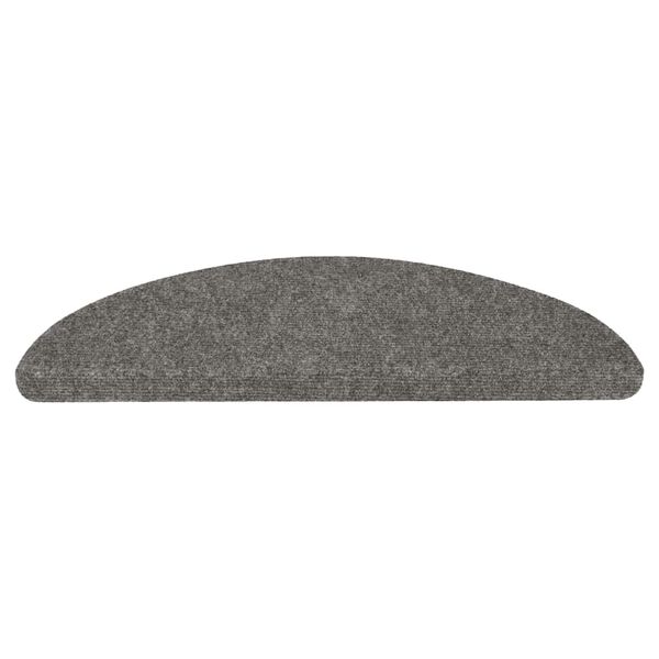 vidaXL Tapetes de escada adesivos 15 pcs 56x17x3 cm cinzento