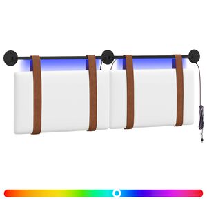 vidaXL Cabeceira suspensa Com luz LED Branco PU Antigo