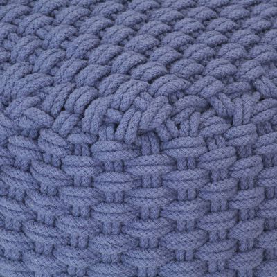 vidaXL Pufe tricotado à mão 50x50x30 cm algodão azul