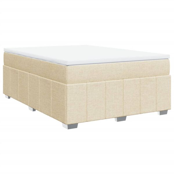 vidaXL Cama com molas/colch&atilde;o 140x200 cm tecido cor creme