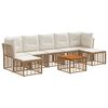 vidaXL Conjunto de Sof&aacute;s para Exterior 8 unid. Natural e Branco Creme