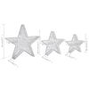 vidaXL Estrelas de Natal com luzes LED 3 pcs ext./int. arame prateado