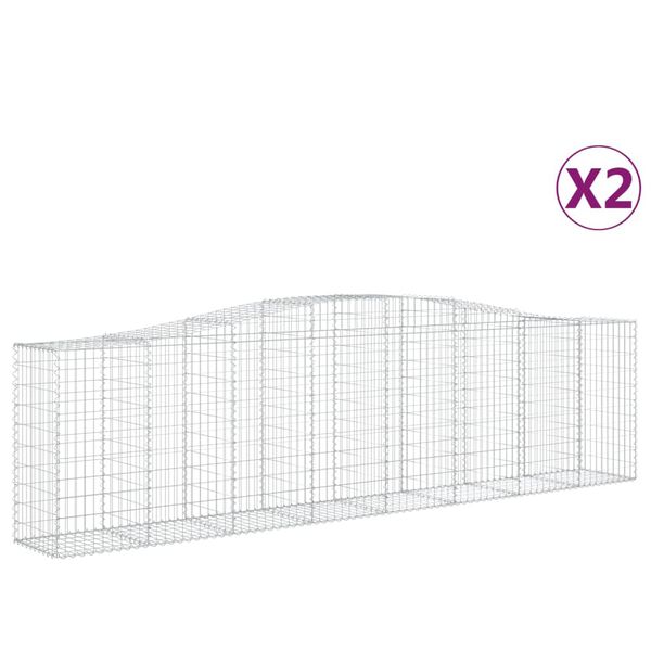 vidaXL Cestos gabião arqueados 2pcs 400x50x100/120cm ferro galvanizado
