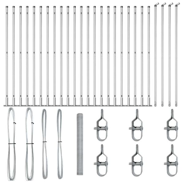 vidaXL Cerca com Postes Prateado 1.4 x 50 m A&ccedil;o revestido de PVC
