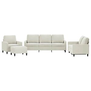 vidaXL 4 pcs conjunto de sof&aacute;s com almofad&otilde;es veludo cor creme