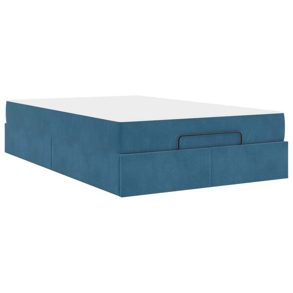 vidaXL Estrutura de cama com colch&atilde;o com colch&atilde;o 2 pcs Azul Veludo