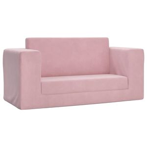 vidaXL Sof&aacute;-cama infantil de 2 lugares pel&uacute;cia macia rosa