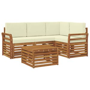vidaXL Conjunto de Sof&aacute;s para Exterior 5 unid. 4 lugar Natural e Creme
