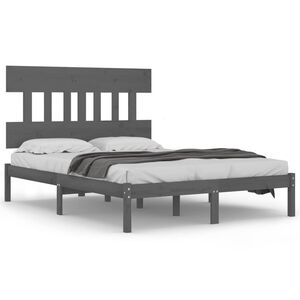 vidaXL Estrutura de cama 200x200 cm madeira maci&ccedil;a cinzento