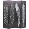 vidaXL Biombo dobr&aacute;vel com estampa de penas 160x170 cm preto e branco