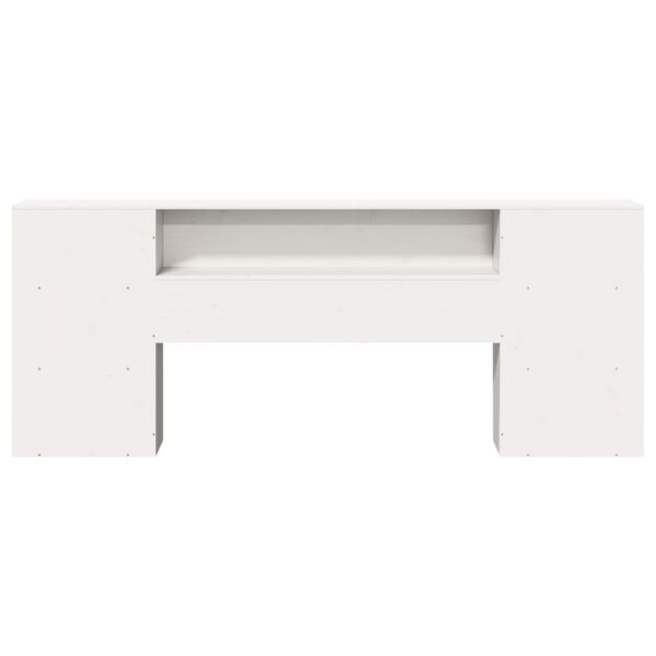 vidaXL Cabeceira com arruma&ccedil;&atilde;o 200 cm madeira de pinho maci&ccedil;a branco