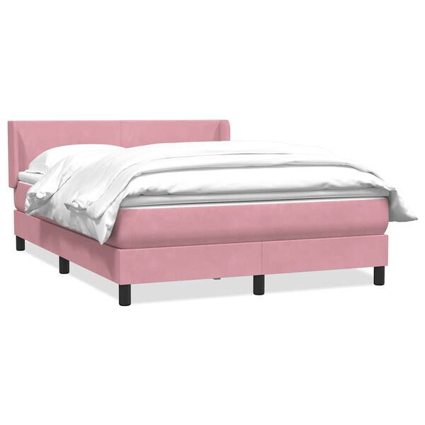 vidaXL Cama box spring com colch&atilde;o 160x210 cm veludo rosa
