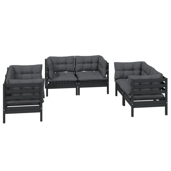 vidaXL 6 pcs conjunto lounge de jardim c/ almofad&otilde;es pinho maci&ccedil;o