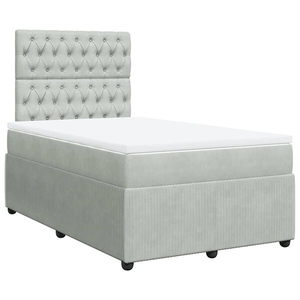 vidaXL Cama boxspring c/ colch&atilde;o 120x200 cm veludo cinzento-claro
