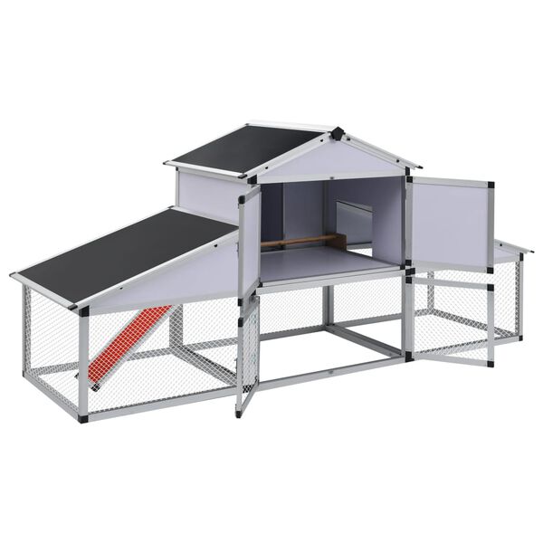 vidaXL Galinheiro com zona exercício e caixa de nidificação alumínio