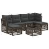 vidaXL Conjunto de Sof&aacute; de Jardim 7 unid. Cinzento vime PE
