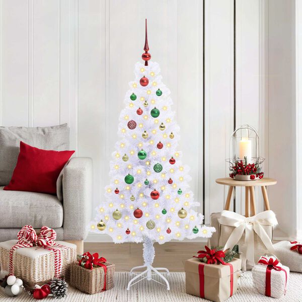 vidaXL &Aacute;rvore de Natal Artificial com 150 LEDs Branco 150 cm PVC e A&ccedil;o