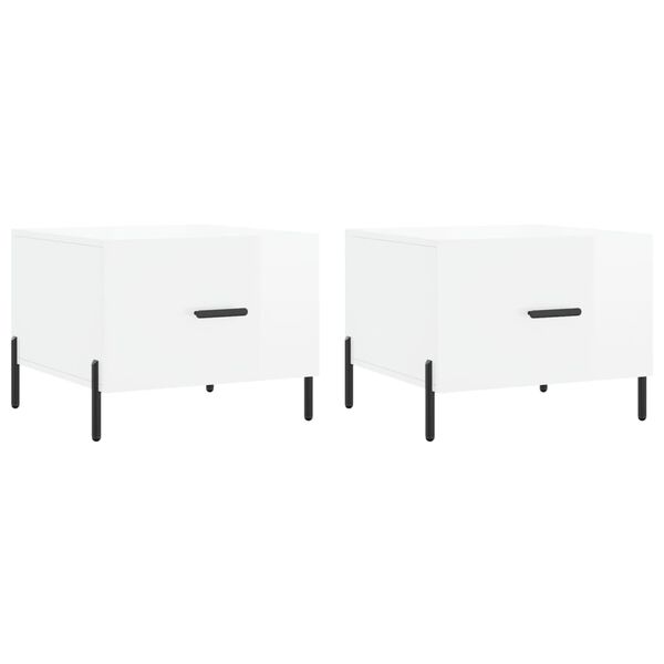 vidaXL Mesas de centro 2 pcs 50x50x40 cm branco brilhante