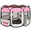 vidaXL Parque dobr&aacute;vel p/ c&atilde;o c/ saco de transporte 90x90x58 cm rosa