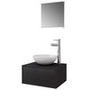 vidaXL Conjunto m&oacute;veis casa de banho 4 pcs com bacia e torneira, preto