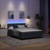 vidaXL Cama Box Spring LED com led Cinza Escuro 160 x 200 cm Veludo