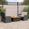 vidaXL 3 pcs conjunto lounge de jardim c/ almofad&otilde;es vime PE preto