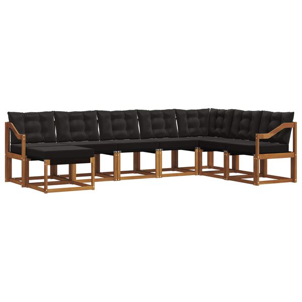 vidaXL Conjunto de Sof&aacute;s para Exterior 8 pcs Natural e Preto