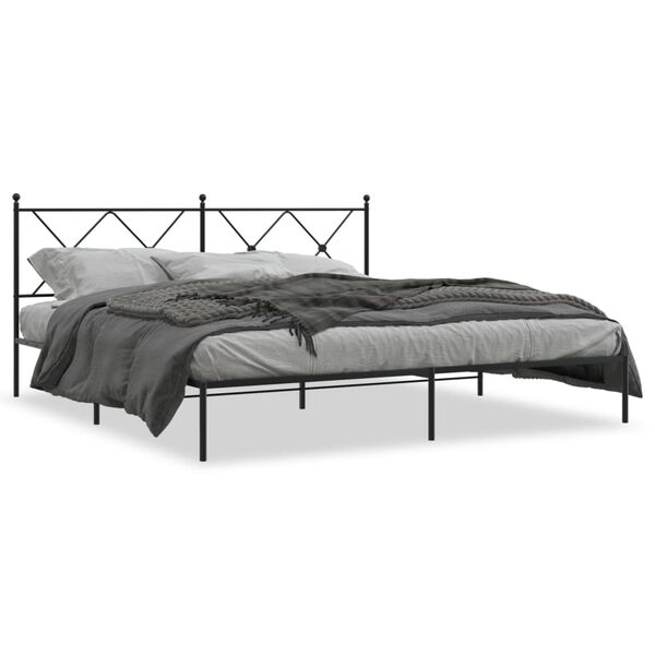 vidaXL Estrutura de cama com cabeceira 183x213 cm metal preto