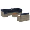 vidaXL Conjunto de sof&aacute; de jardim com 10 pe&ccedil;as e almofadas em rattan sint&eacute;tico cinza