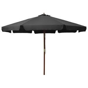 vidaXL Guarda-sol de exterior com poste de madeira 330 cm antracite